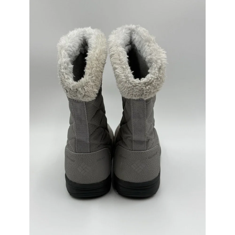 Columbia Ice Maiden II Gray Suede/Fabric Faux Fur Trim‎ Slip-On Snow Boots 5.5